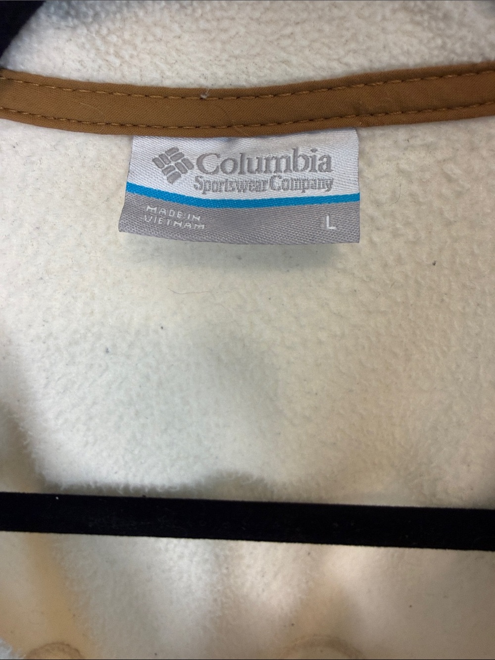 Columbia Cream Fleece Pullover with Brown Trim - Picture 2 of 5